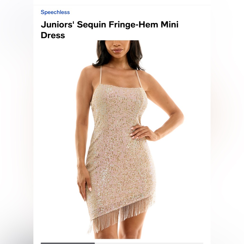 New Sequin Dress Nude with Fringe